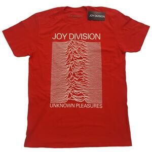 Joy Division Unisex T Shirt Unknown Pleasures White On Red